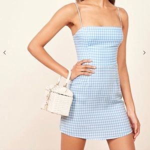 Reformation Blue Gingham Mini Dress